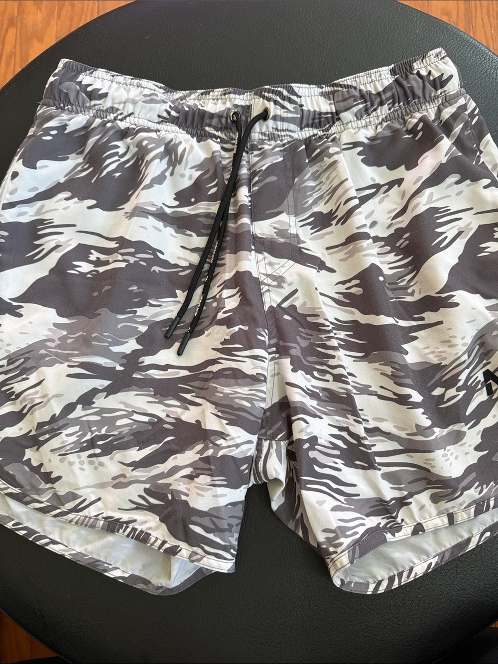 Men's Gray Camo Athletic Shorts with Drawstring